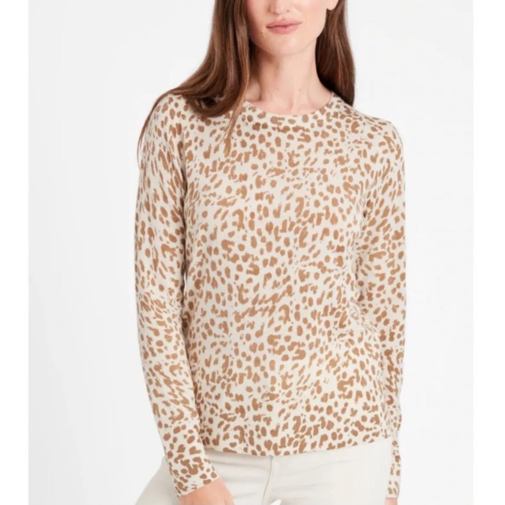 Banana Republic Leopard Print Sweater - Cream and Brown